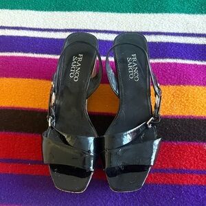 Franco Sarto Black Patent Slide Heels